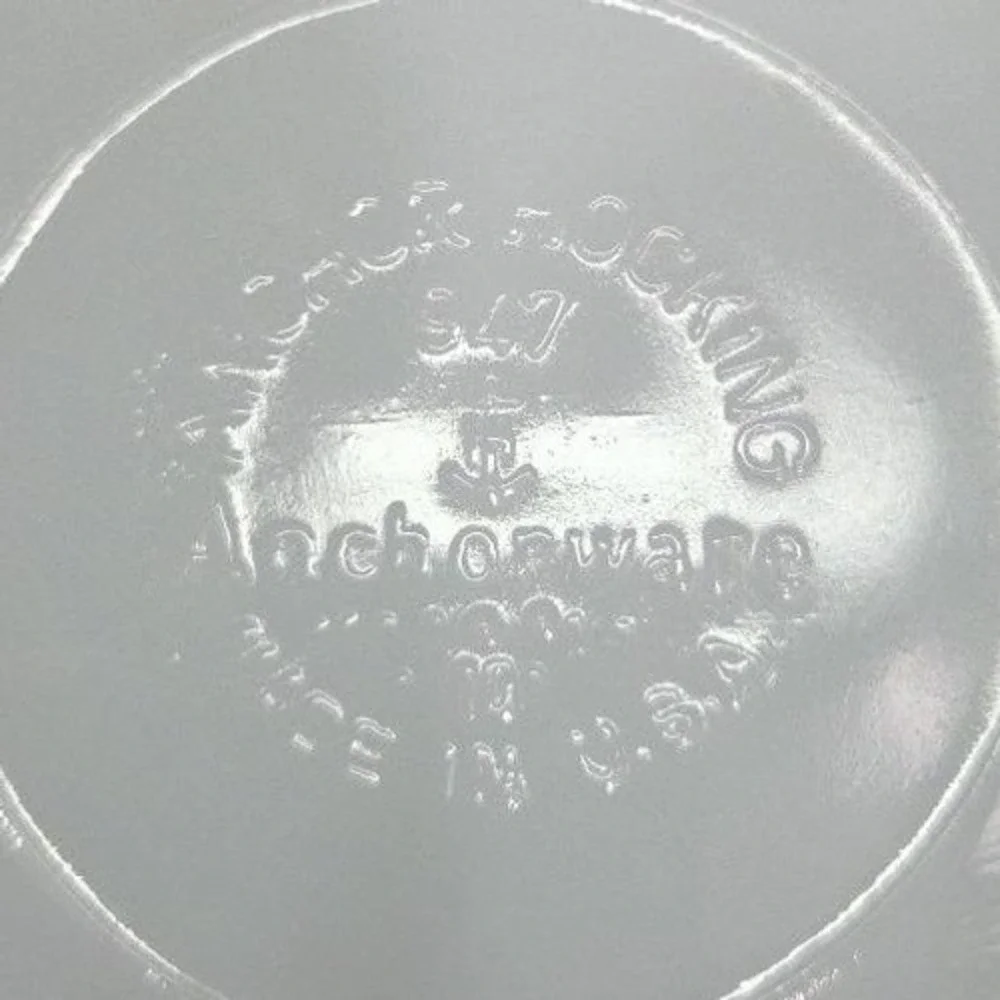 Anchor Hocking Milk Glass Salad Plates #947, Set of 4, Copper‎ Filigree Design
